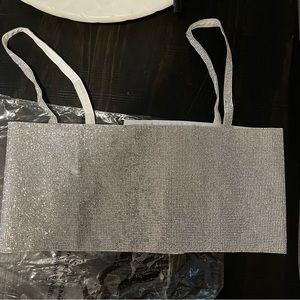 12th Tribe Shira Silver Rhinestone Crop Top